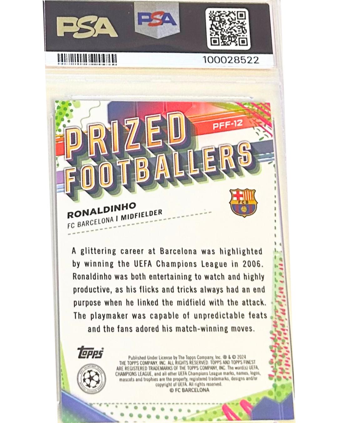 Ronaldinho Prized Footballers Topps Finest UCC /30, PSA 9